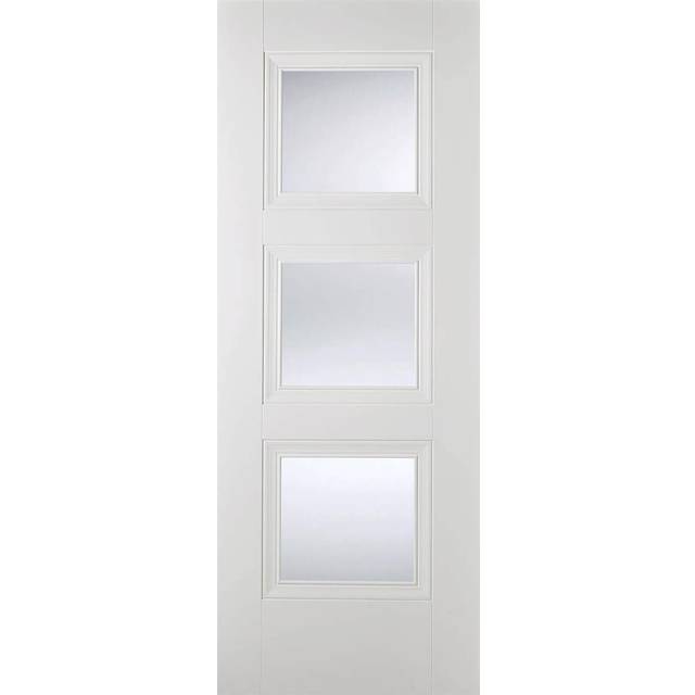 LPD Amsterdam Glazed - Solid Primed Internal Door (Size: 1981 x 838mm, Thickness: 35mm) White