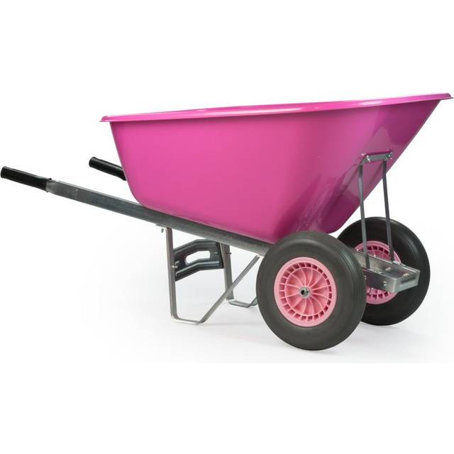 (Pink Barrow with Pink and Grey Tyres) 200L XL Heavy Duty Twin Wheel Wheelbarrow Garden/Stable