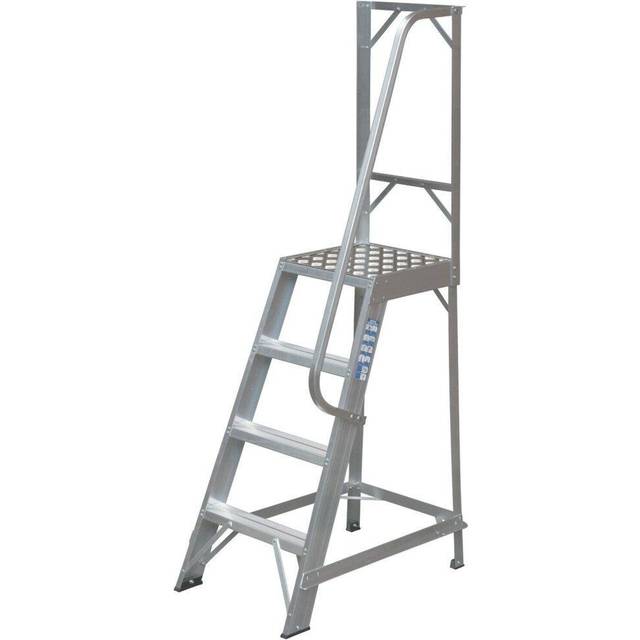 1m Heavy Duty Single Sided Fixed Step Ladders Handrail Platform Safety Barrier