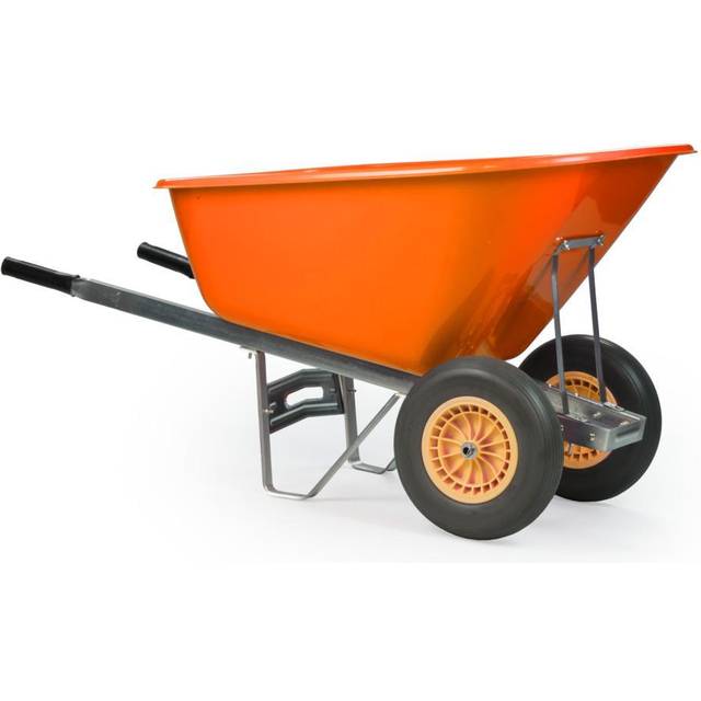 KCT 200L XL Twin Wheel Wheelbarrow Orange - Heavy Duty Garden / Stable Yard / Builders Barrow with Puncture Proof Tyres