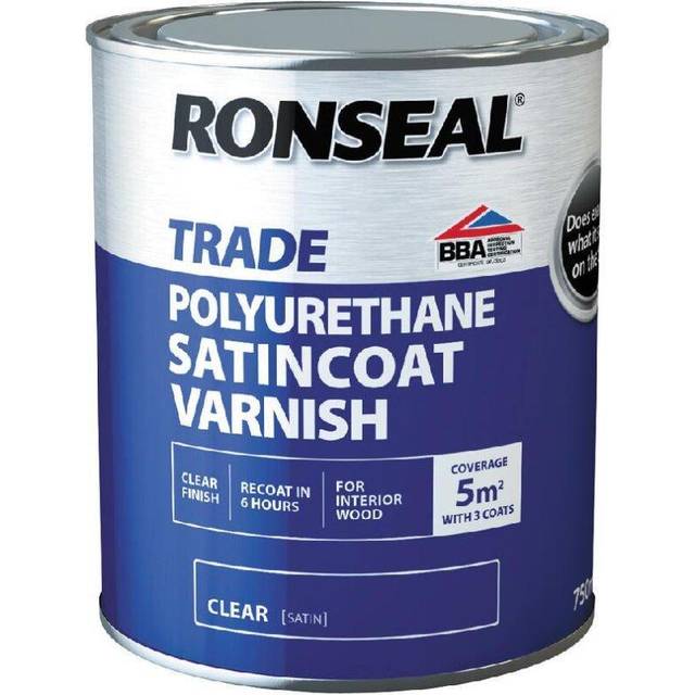 Ronseal Trade Polyurethane Satincoat Interior Varnish Satin 2.5L - Clear Satin
