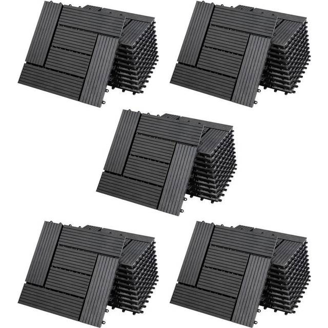 Composite Decking Tiles Mosaic 55Pcs Anthracite 30x30cm