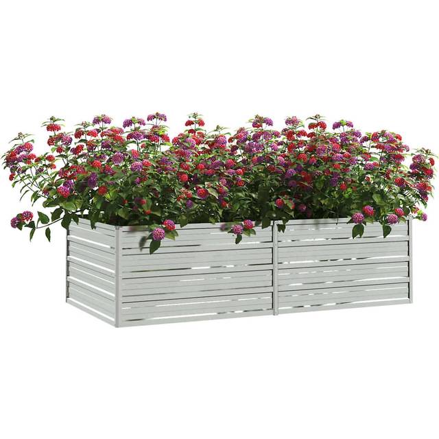 vidaXL Odlingslåda upphöjd galvaniserat stål 160x80x45 cm silver
