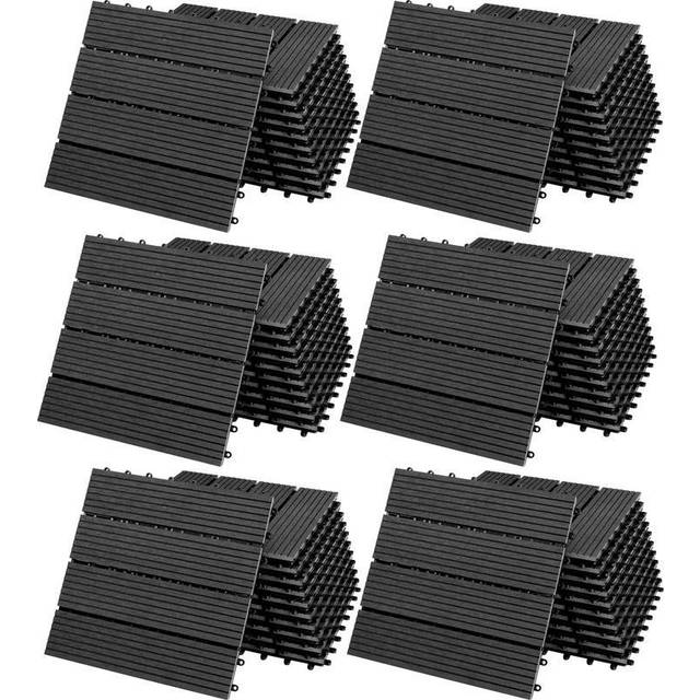 Composite Decking Tiles 66Pcs Anthracite 30x30cm