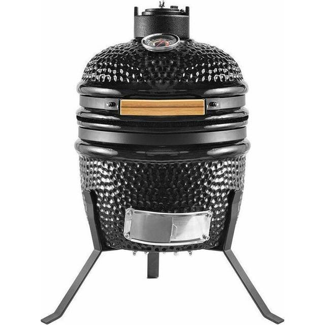 Kamado 13" Ceramic Mini BBQ Grill Smoker Egg Charcoal Cooking Oven, Portable Oven and Smoker with Stand - Black - One Size