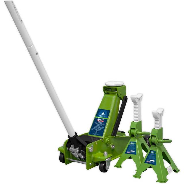 Sealey 3015CXHV Super Rocket Lift High Vis Trolley Jack and Axle Stands Combo Kit