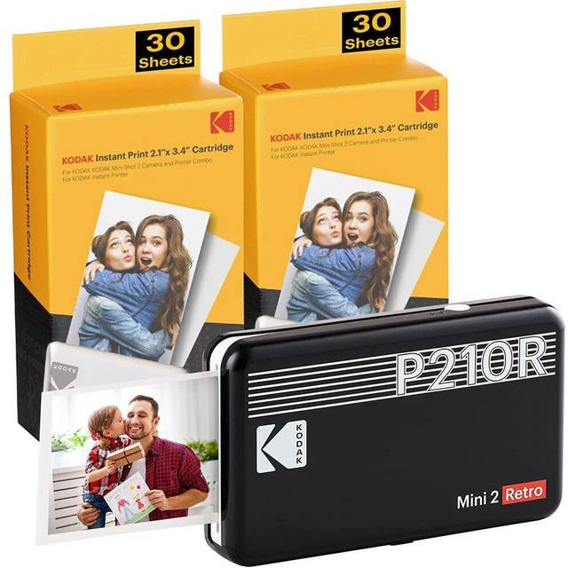 Kodak p210r mini 2 retro, photo printer + 68 sheets, black