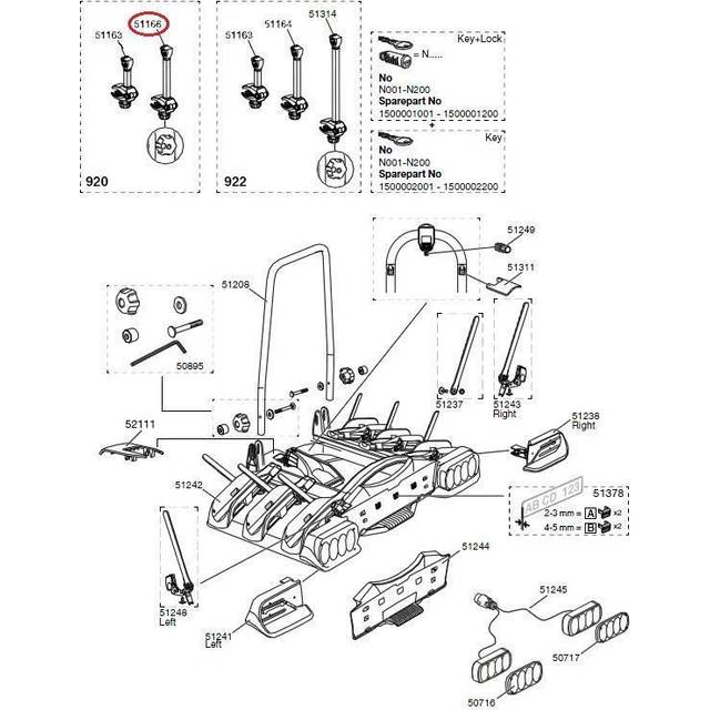 Thule Lockable Medium Bike Arm 51166 Reservedel