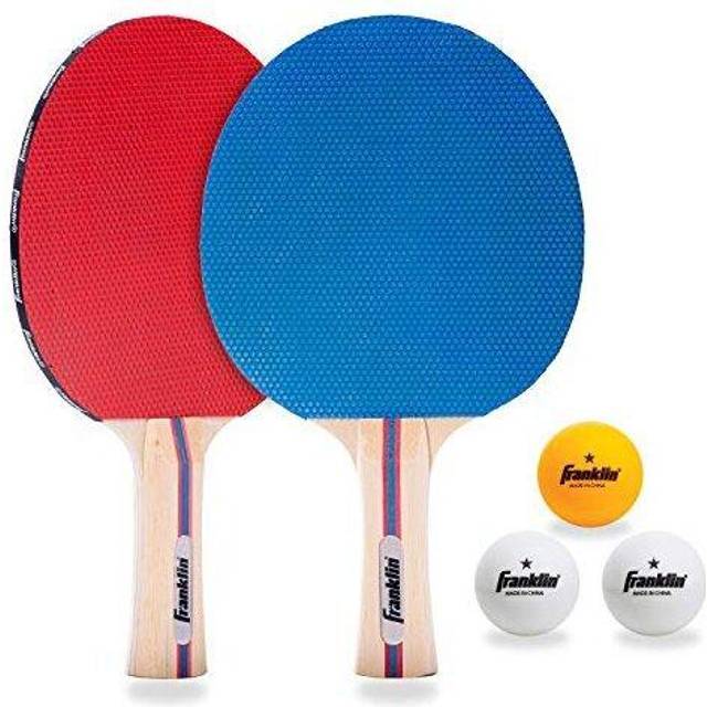 Franklin Sports Ping Pong Paddle Set with Balls - 2 Player Table Tennis Paddle Kit with (2) Paddles + (3) Balls Included - Red + Blue