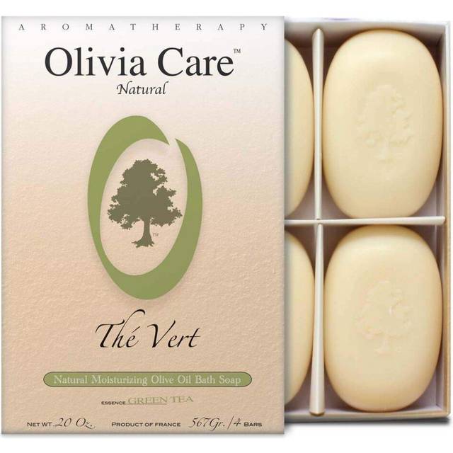Olivia Care Bath & Body Bar Green Tea Soap 4 Pack Gift Box Organic  Vegan & Natural Contains Olive Oil Repairs  Hydrates  Moisturizes & Deep Cleans Go