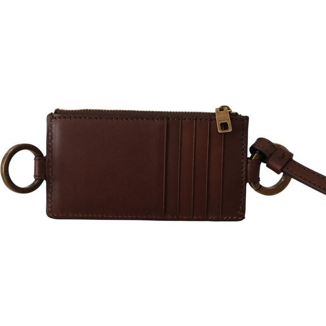 Black Calf Leather Lanyard Logo Card Holder Wallet