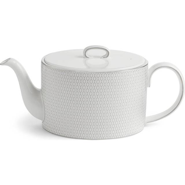 Wedgwood Gio Platinum Metallic Geometric-pattern Bone Chine Teapot 1l