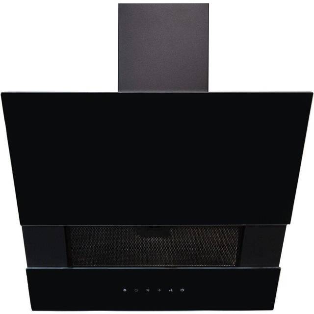 60cm Black Cooker Hood Angled Extractor Fan with Sliding Glass Panel - SIA AGTC60BL