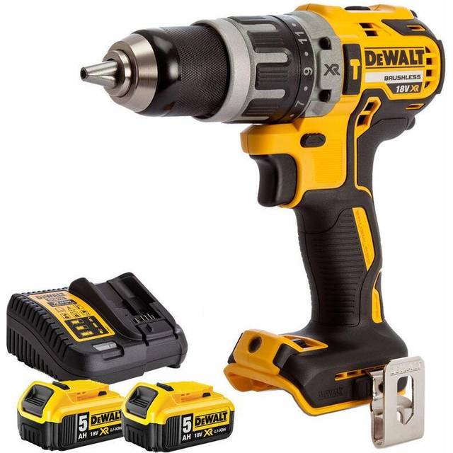 Dewalt DCD796N 18v XR Brushless 2 Speed Combi Drill + 2 x 5.0Ah DCB184 Batteries & DCB115 Charger, 18 V