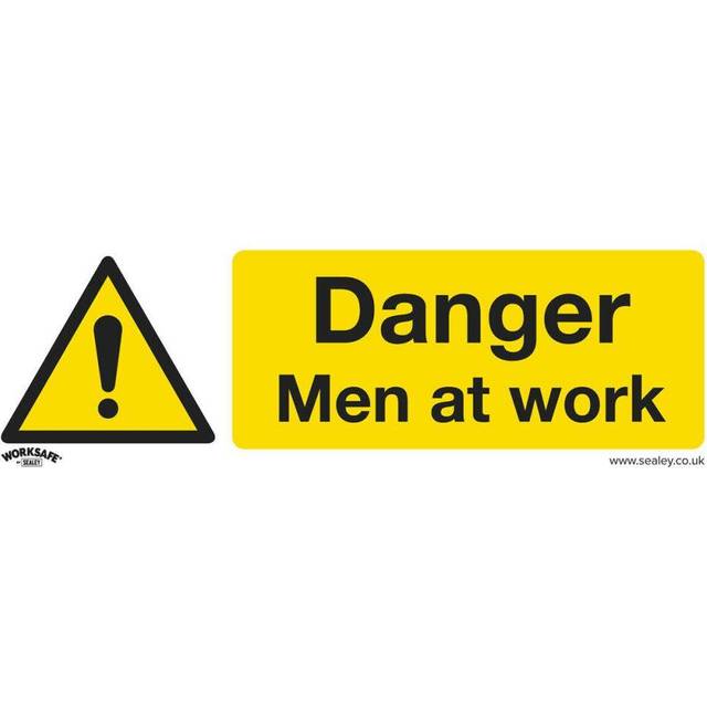 1x DANGER MEN AT WORK Health & Safety Sign - Self Adhesive 300 x 100mm Sticker