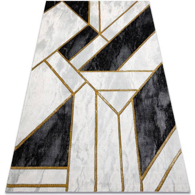 Exclusive emerald Carpet 1015 glamour, stylish marble, geometric black / gold black 200x290 cm