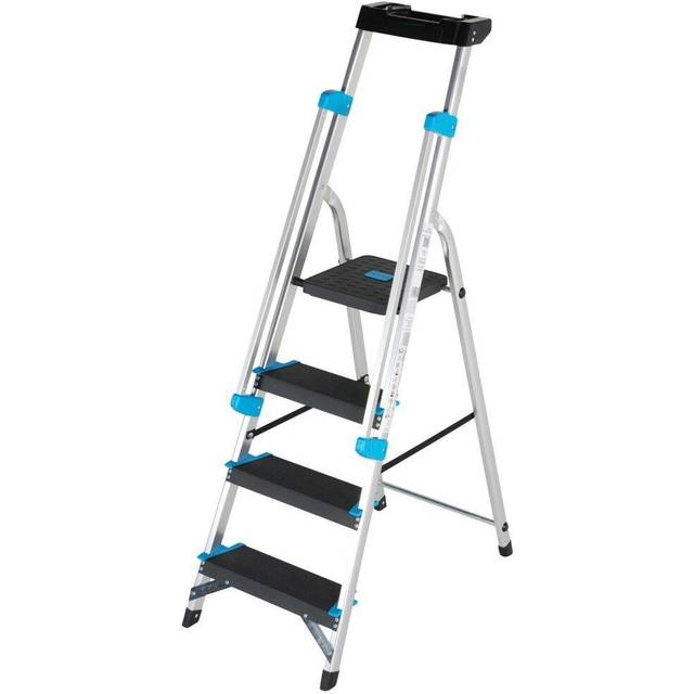 0.8m XL Platform Step Ladders 4 Tread Anti Slip Steps & Tool Tray Aluminium