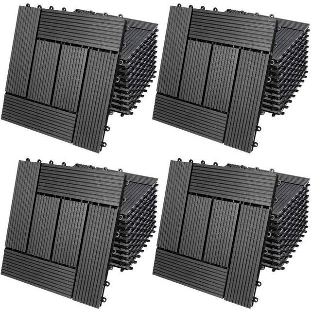 Composite Decking Tiles 44Pcs Anthracite 30x30cm Mosaic