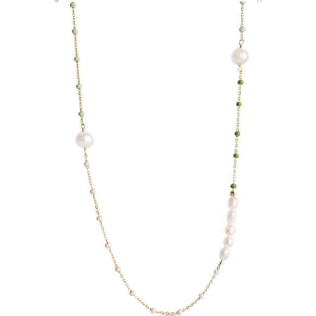 ENAMEL Copenhagen Lola Glory Necklace - Gold/Pearls/Green