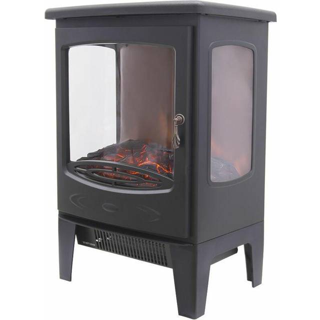 Warmehaus - Turin - Electric Fireplace Black Stove Free Standing Flame Effect - 1800W