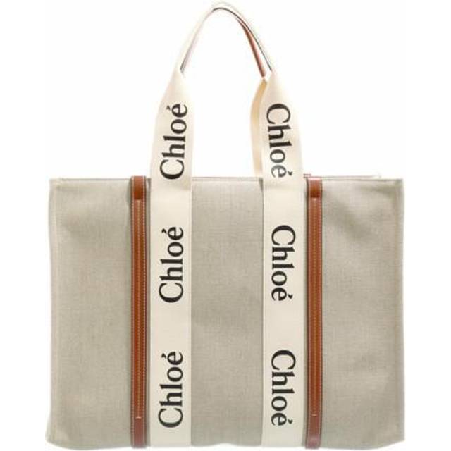 Chloe Large Woody Linen Tote Bag - A (Size W: 17.7  x H: 13  x D: 5.2)