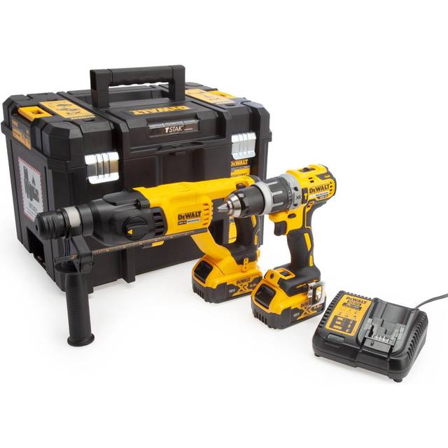 DeWalt 18V XR Brushless SDS+ and Combi Twin Kit (DCH133/DCD796) - 2 x 5.0Ah