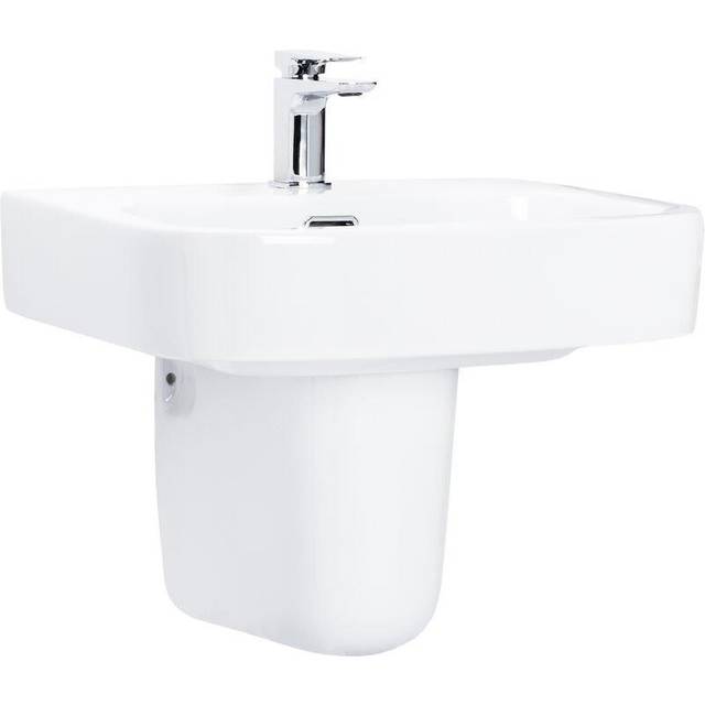 Wholesale Domestic Galata Basin with 1 Tap Hole and Semi Pedestal | White | Ceramic | 550mm