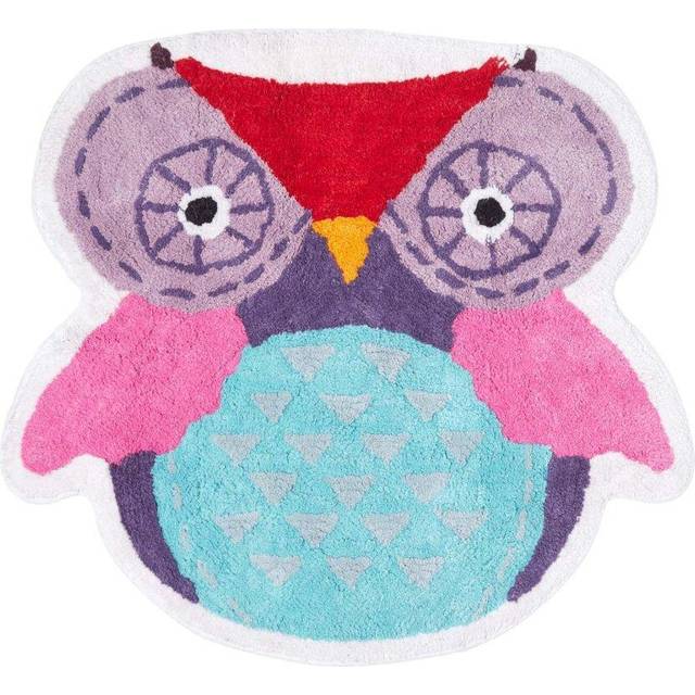 Homescapes Cotton Tufted Washable Owl Children Rug - Multi Colour