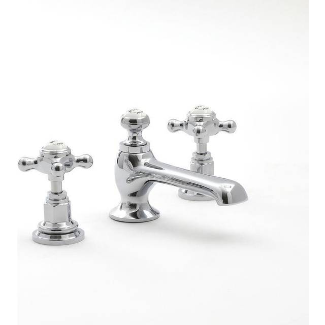 Milano Elizabeth - Traditional Mono Basin Mixer Tap Crosshead Handles - Chrome White
