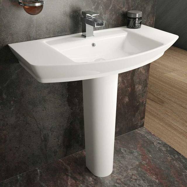 Hudson Reed Maya 650x465 1th White Basin &amp; Full Pedestal