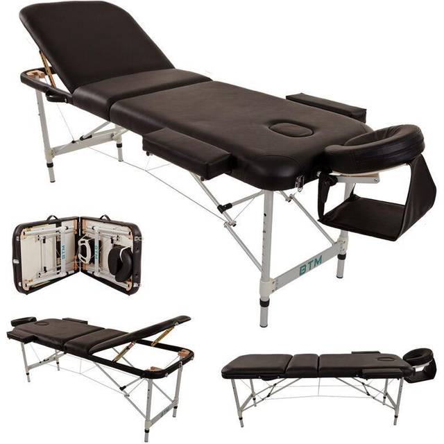 Modernluxe - Massage Table Massage Bed Portable 3 Section Multi-function Spa Table Tattoo Reiki with Carrying Bag, Black
