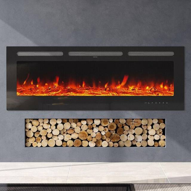 80 Inch LED Electric Fireplace Wall Mounted Wall Insert Heater 9 Flame Colours