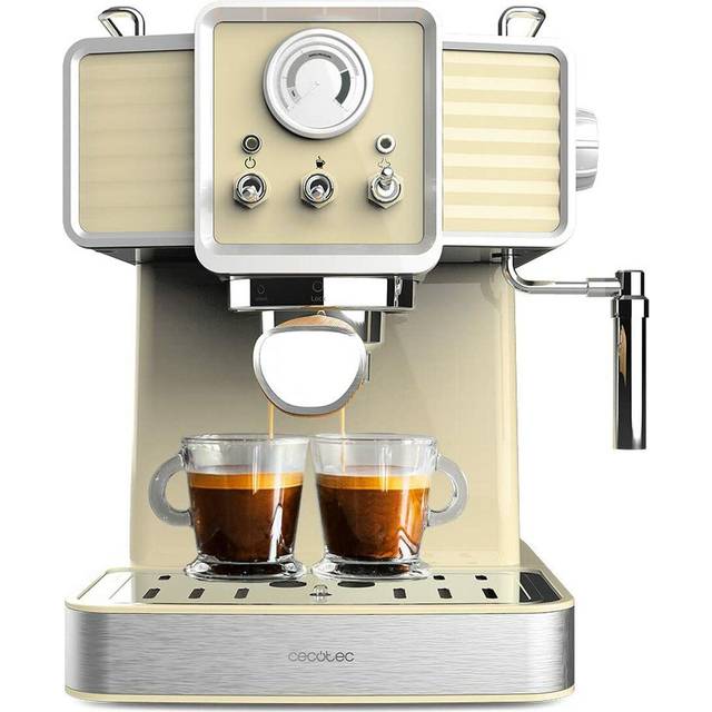 Cecotec Express Power Espresso 20 Tradizionale Light Green Espresso- och cappuccinomaskin i vintagedesign på 1 350 W och 20 bar med termoblock, förångare, manometer och en kapacitet på 1,5 liter