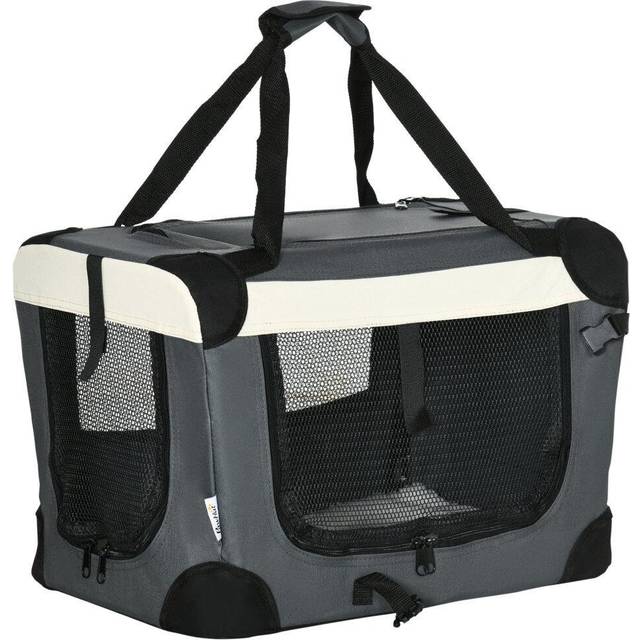 PawHut 51cm Foldable Pet Carrier Bag Soft Travel Dog Crate for Mini Dogs Grey | TJ Hughes
