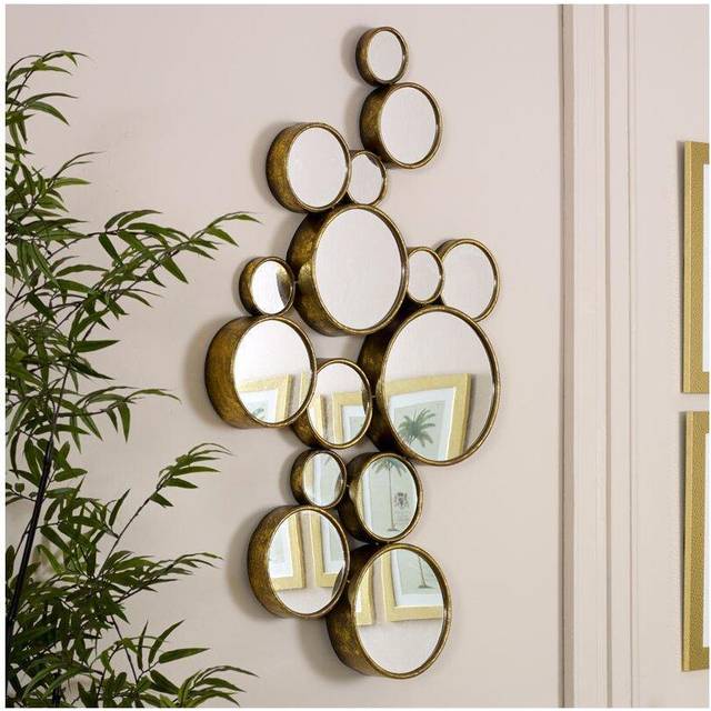 Gold Multi Circle Wall Mirror 61cm x 103cm Material: Mirrors