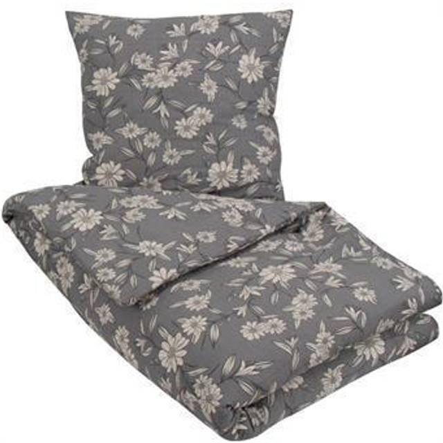 Sängkläder dubbeltäcke 200x220 cm - Grey Leaves - bäckebölja - Borg Living påslakan för dubbeltäcke - Grå (200x220 cm)