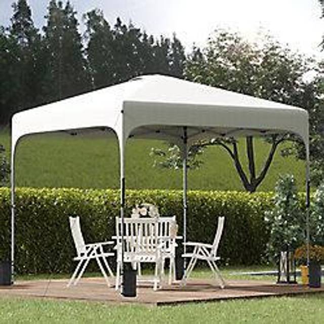 Outsunny 3 x 3 (M) Pop Up Gazebo, Foldable Canopy Tent with Carry Bag w/ Wheels & 4 Leg Weight Bags for Outdoor Garden Patio Party, White Aosom UK