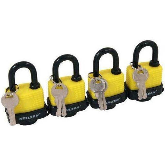 4pc Waterproof 40mm Steel Shackle Outdoor Security Padlock & Keys Alike - Neilsen