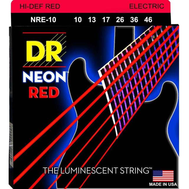 DR Strings NRE-10 Hi-Def Neon Red Medium 10-46 Electric Guitar Strings
