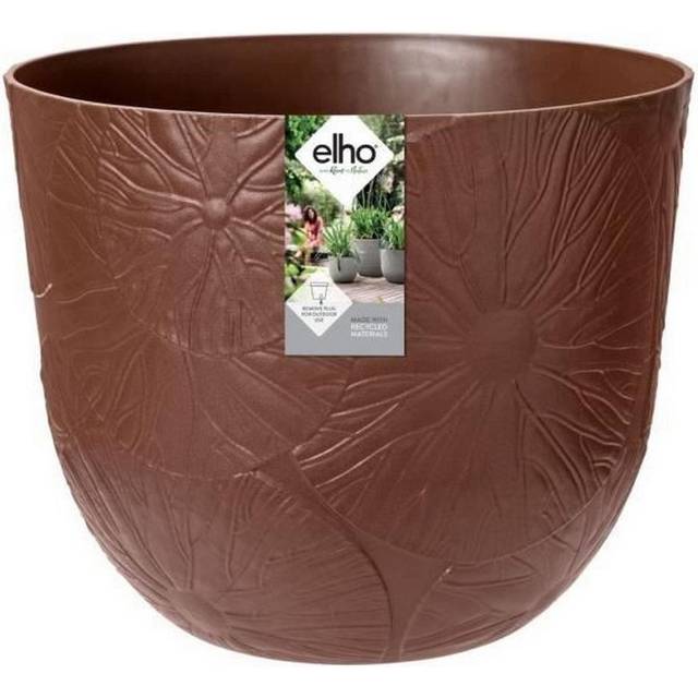 Elho Fuente Lily 30cm Round Plastic Indoor & Outdoor Plant Pot - Rusty Brown
