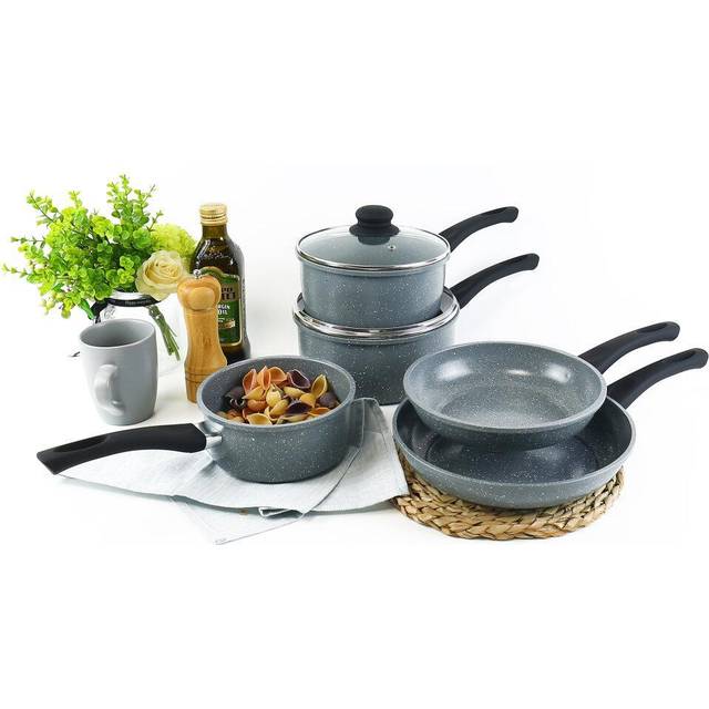 Urbn-Chef 5 Pc Forged Carbon Steel Grey Non-Stick Saucepan & Frying Pot Pan Set - One Size