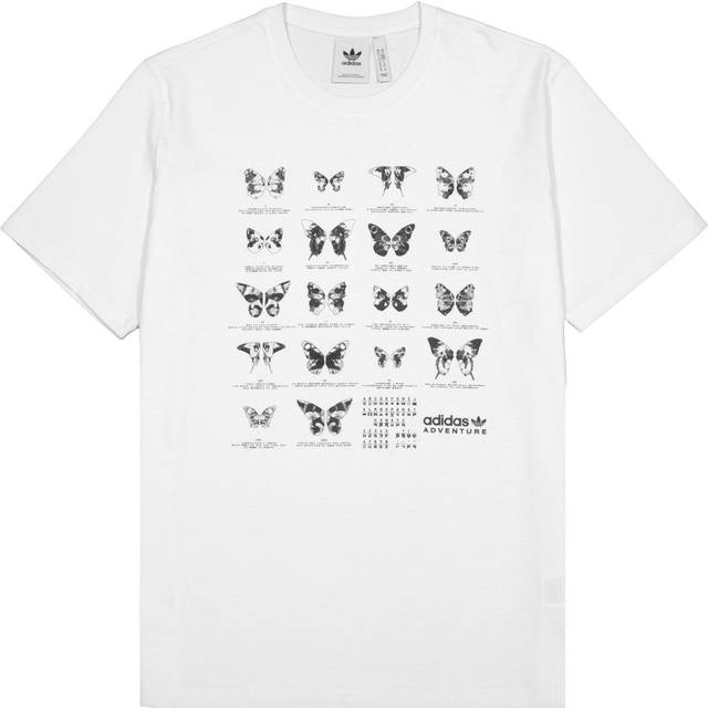 Men's adidas originals Butterfly Printing Casual Sports Loose Short Sleeve White T-Shirt HF4801 - Default Color