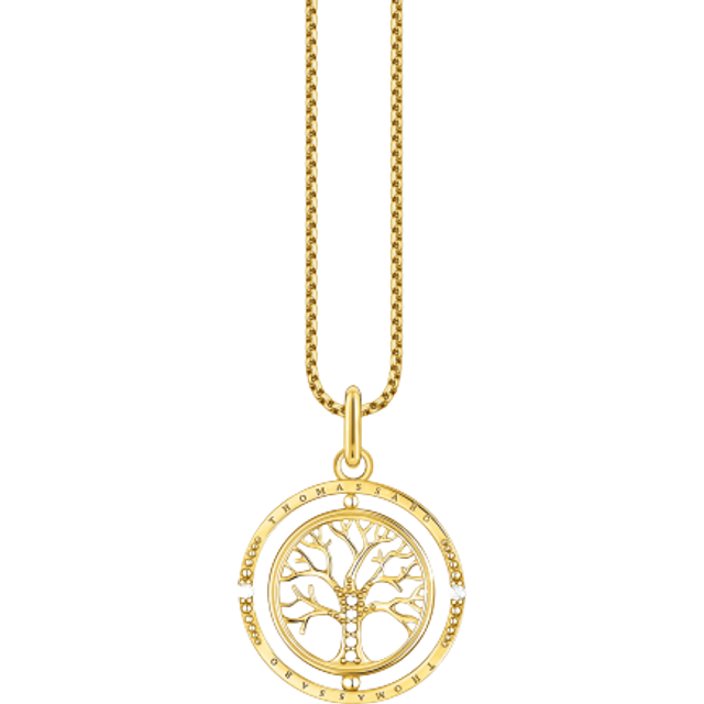 THOMAS SABO Gold Plated Tree of Love Spinning Necklace For Women - gold/silver/white
