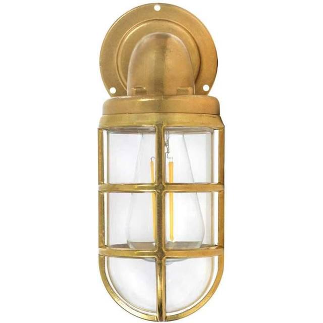 Garden Trading - Brass Devonport Cage Down Light Nautical Mains Garden Wall Light
