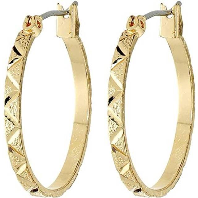 Anne Klein Women's Small Leaf Hoop Earrings in Gold Tone size 0.88"