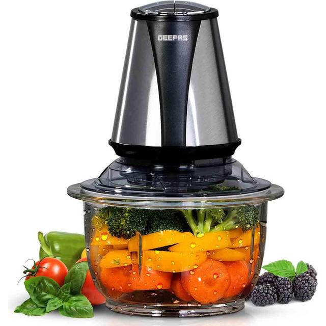 Geepas food processor chopper meat vegetable multi mixer 1.2l glass jar 400w