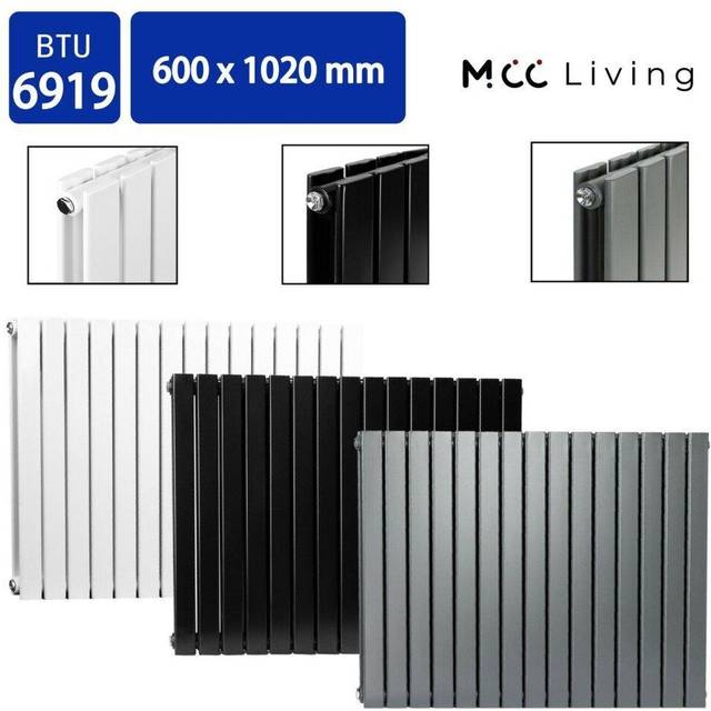 Designer Flat Panel Double Radiator 600x1020mm Black