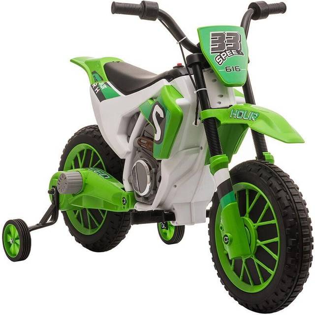 Homcom 12v Kids Electric Motorbike Ride On Motorcycle Vehicle Toy With Training Wheels For 3-5 Years Old, Blue