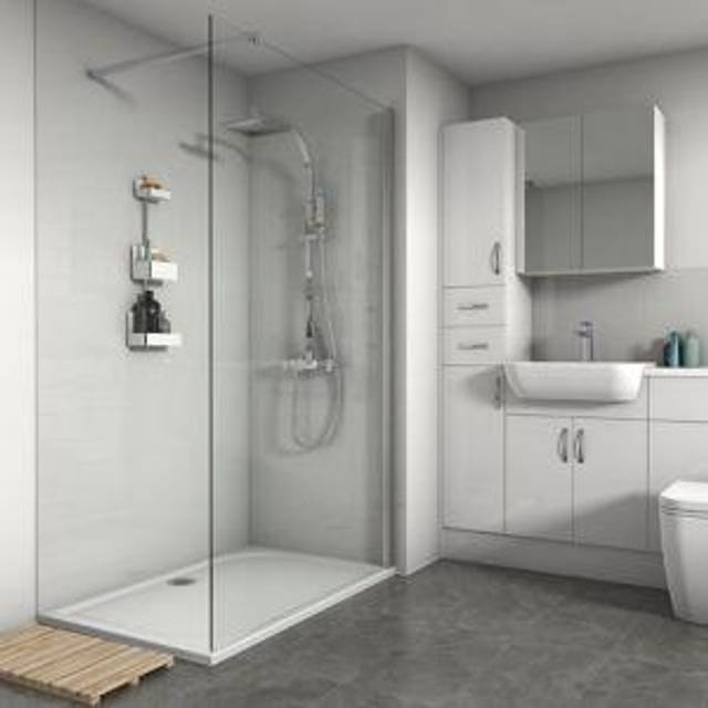 Wetwall Pure White Composite Tile Shower Wall Panel 2440 x 1220mm