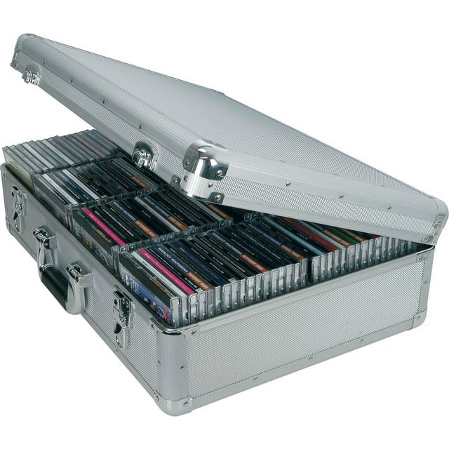 Cd storage case aluminium metal dj large flight box - for 120 cds or game discs
